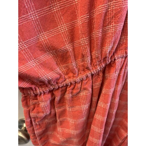 Easel Linen Blend Tunic Dress Orange Plaid Large - Picture 4 of 7